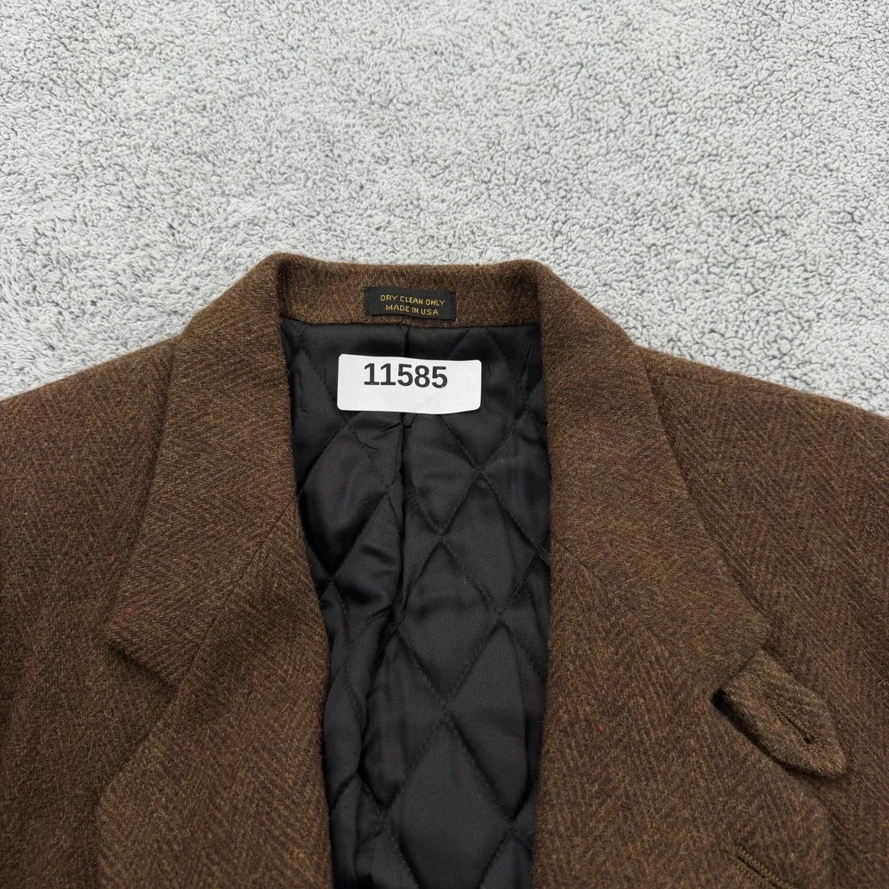 Vintage LL Bean Sport Coat Men 44 Tall Brown Herringbone Tweed Wool Blend Blazer
